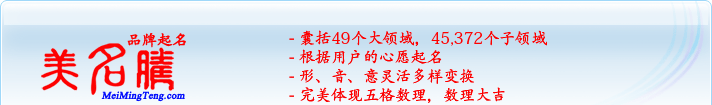 49個大領(lǐng)域，45,372個子領(lǐng)域；根據(jù)用戶的心愿起名；形，音，意靈活變換；完美體現(xiàn)五格數(shù)理